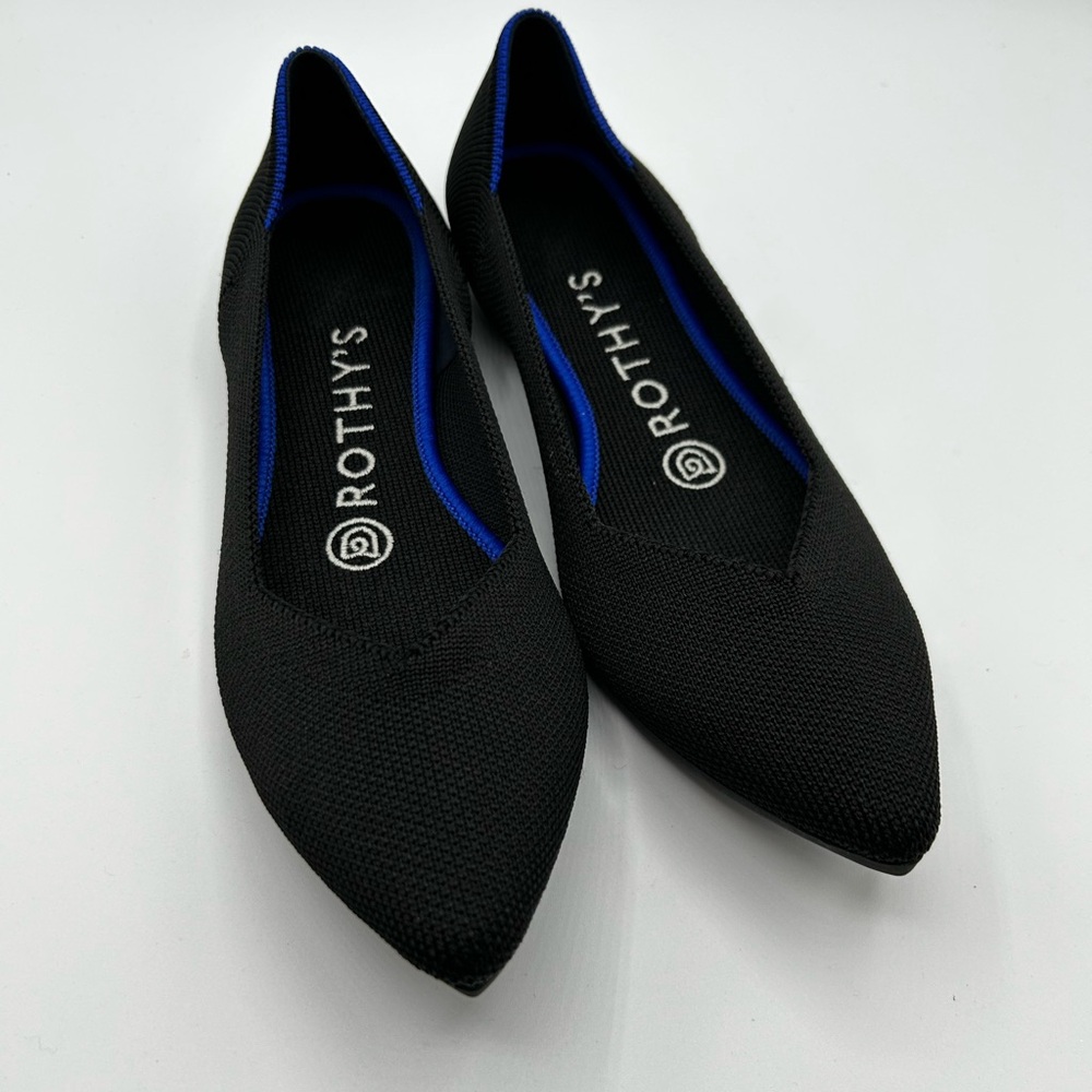 Rothy’s The Point Black Pointed Flats NWOT Sz 6